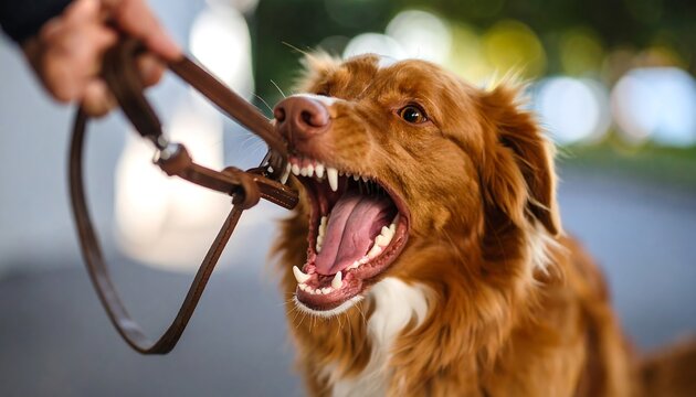 Dog pulling on leash