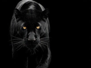Obraz premium Majestic Black Panther Staring Intently at Viewer