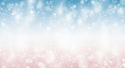 Falling Snowflakes on Gradient Blue to Pink Background for Winter and Christmas