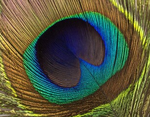 Obraz premium Close-up Abstract of a Vibrant Peacock Feather Eye