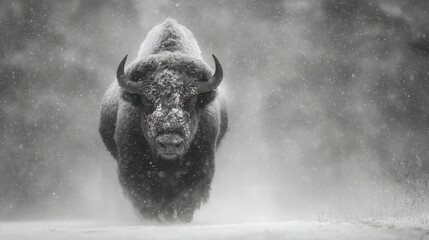 Majestic Bison in Snowy Wilderness