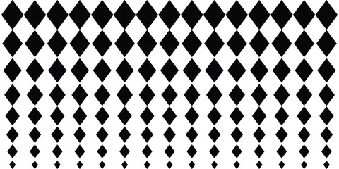 A black and white abstract image with a repeating diamond pattern. Geometric pattern of black diamonds on a white background. Seamless in one direction. eps 10