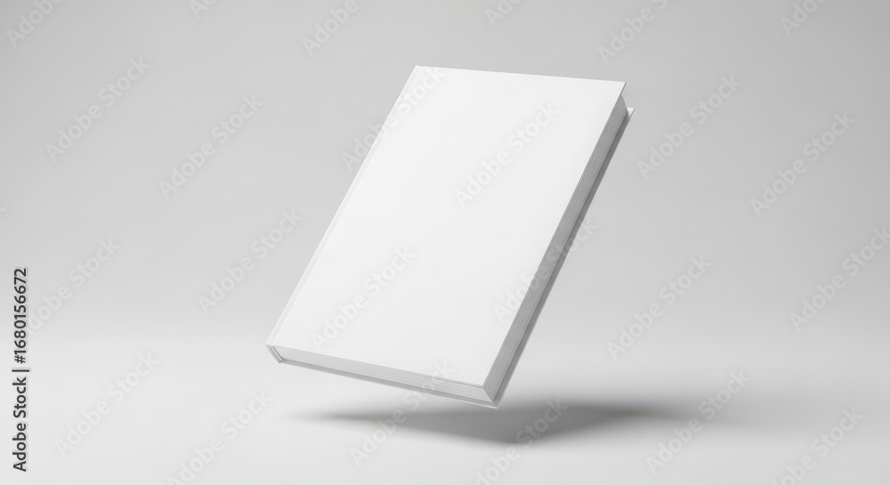 Aufkleber blank white rectangular box floating in studio with soft shadows