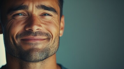Close up portrait of a handsome man with a charming smile and kind eyes conveying warmth and approachability perfectly