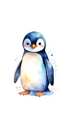Fototapeta premium Cute penguin watercolor illustration