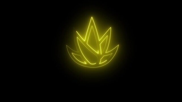 Aloe Vera Neon Plant Icon Animation.Glowing Neon Aloe Vera Animation.Glowing Botanical Symbol for Health, Wellness, and Nature Projects.