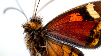 Butterfly Madagascan Sunset Moth Macro Isolated On White Backgro