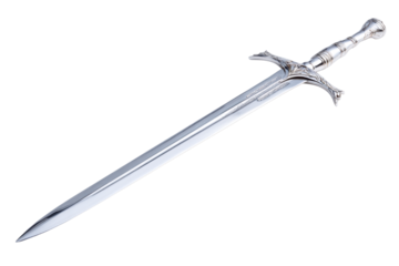 Ornate Silver Short Sword on Transparent Background