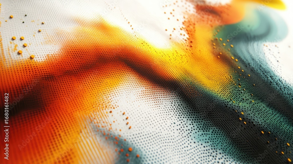 Poster vibrant abstract texture with flowing colors and dotted patterns