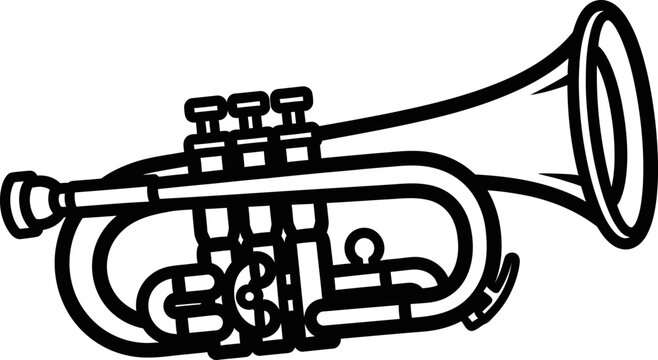 black and white trumpet musical instrument clip art preview