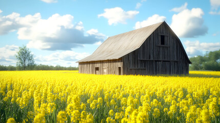 old barn in field