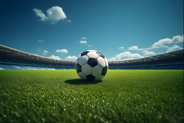 Fototapeta premium soccer ball on green grass