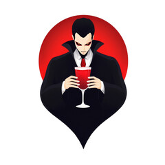 Stylish vampire holding a blood-red cocktail