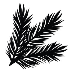 Obraz premium Black silhouette of three spruce or fir branches against a white background