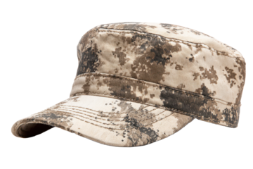 Digital Camouflage Military Side Cap on Transparent Background
