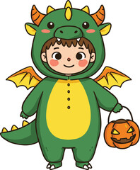 boy, child, kid, cartoon, costume, dragon, pumpkin, Halloween, bucket, treat, trick, cute, fantasy, outfit, holiday