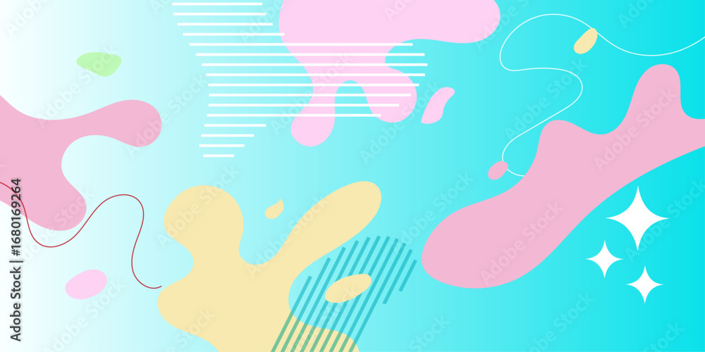 Poster abstract background with memphis geometric shapes.