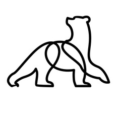 Minimalist Continuous Line Art Illustration of an Otter Standing