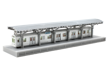 Silver Miniature Railway Platform Model on Transparent Background