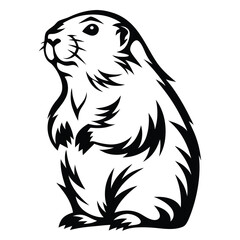 Stylized Black and White Drawing of a Standing Prairie Dog with Attitude