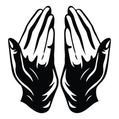 Obraz premium Illustration of two hands held in prayer, hope, or reverence upward