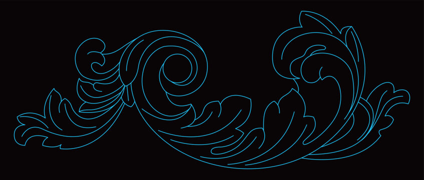 Ornate decorative acanthus leaf pattern gracefully curling and flowing on a plain background.
