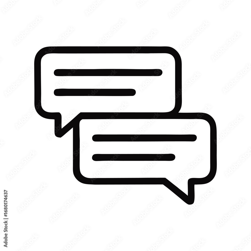 Aufkleber communication and collaboration icon illustrating dialogue and messaging in black and white simplist
