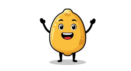 Obraz premium Happy Cartoon Lemon Character Waving Arms