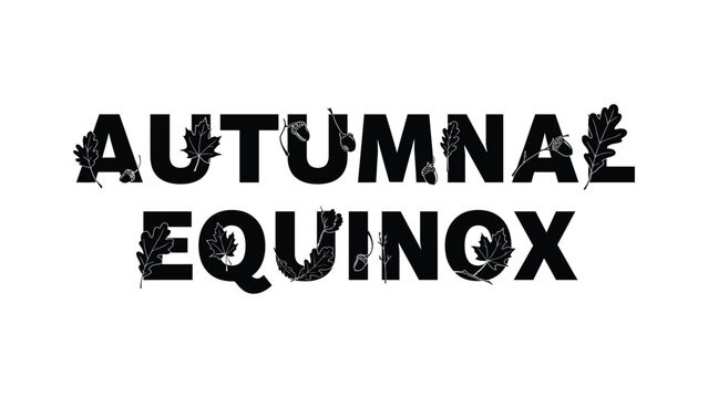 Autumnal equinox vector graphic with leaves and acorns for fall season designs etcetera