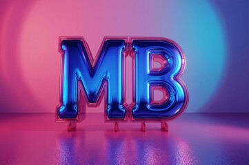 Neon MB initials studio backdrop, vibrant lights