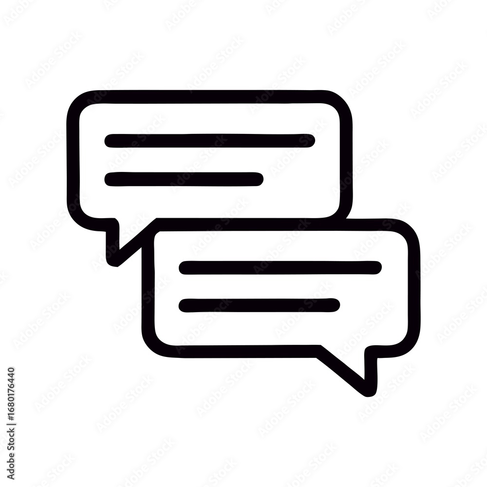 Aufkleber two speech bubbles icon representing communication dialogue and chatting interaction for modern desi