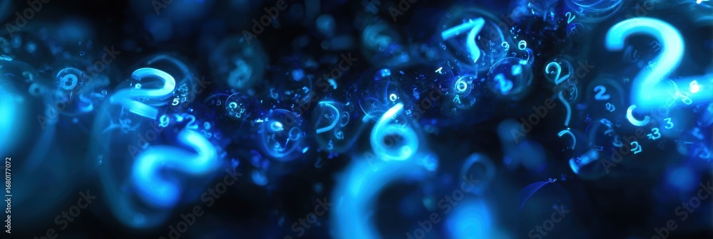 Aufkleber dynamic blue abstract representation of flowing numbers in a digital setting during nighttime