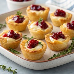 Festive Cranberry Brie Bites with Thyme
