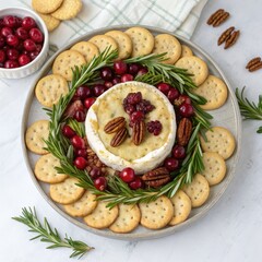 Festive Baked Brie with Cranberries, Pecans, and Rosemary