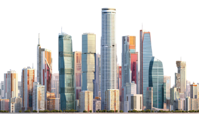 Panoramic cityscape of modern high-rise buildings