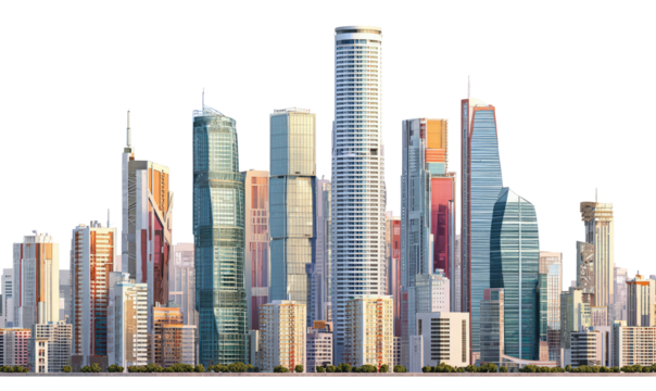 Panoramic cityscape of modern high-rise buildings - Powered by Adobe