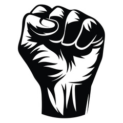 Empowered Fist Silhouette Demonstrating Strength and Solidarity in Black and White Artwork