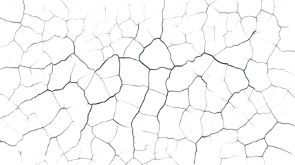 crack texture of land on white background