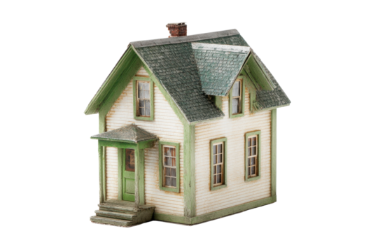 Vintage Small Model House on Transparent Background