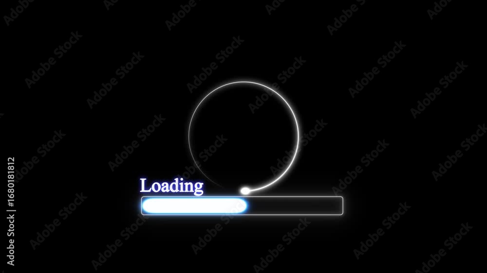 Poster abstract neon circle loading icon animation beautiful color from 0-100% and creating a stunning. dig