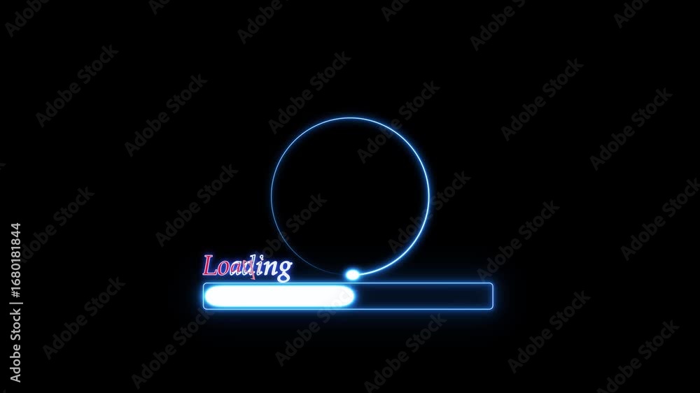 Poster abstract neon circle loading icon animation beautiful color from 0-100% and creating a stunning. dig