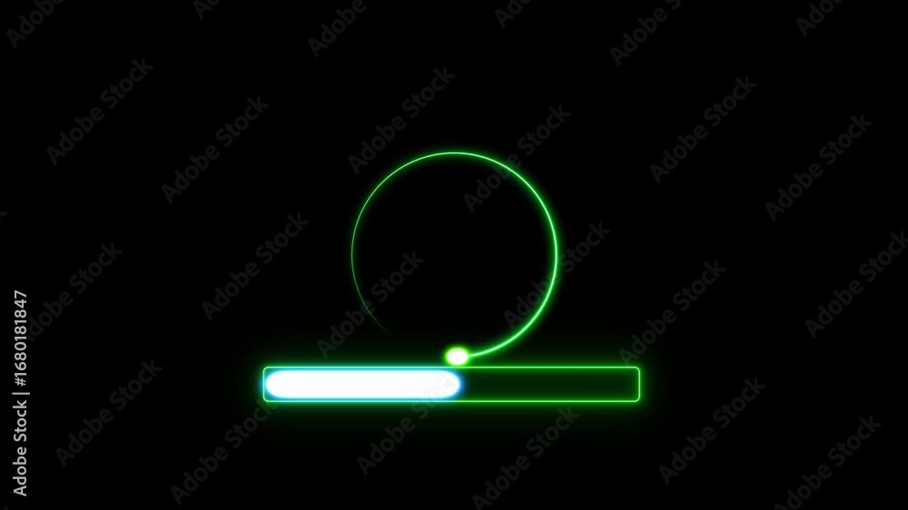 Poster abstract neon circle loading icon animation beautiful color from 0-100% and creating a stunning. dig