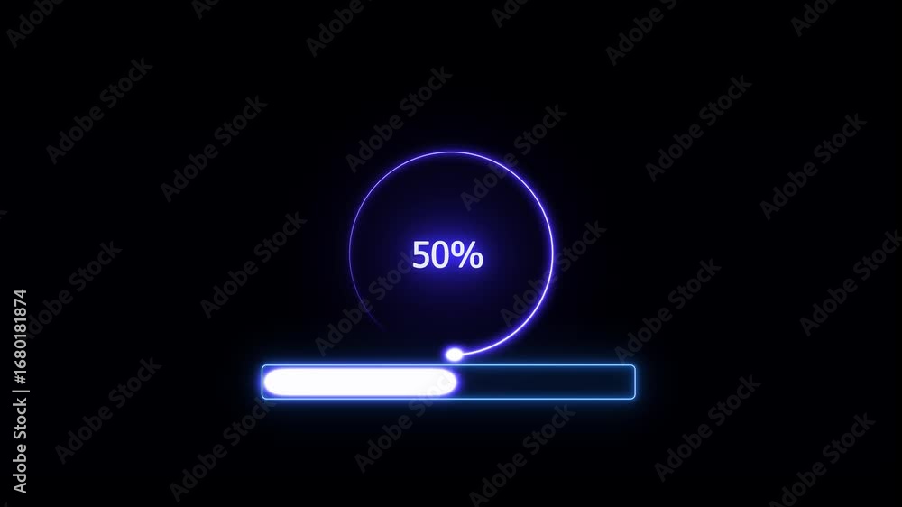 Poster abstract neon circle loading icon animation beautiful color from 0-100% and creating a stunning. dig