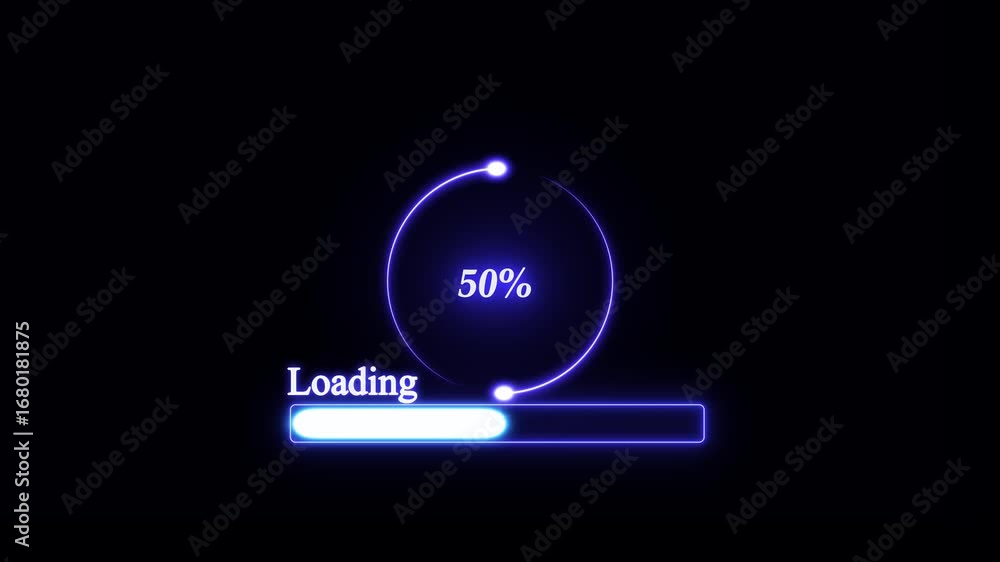 Poster abstract neon circle loading icon animation beautiful color from 0-100% and creating a stunning. dig