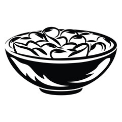 Stylized vector illustration of a bowl of food in black and white