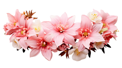 pink flowers headband on white background