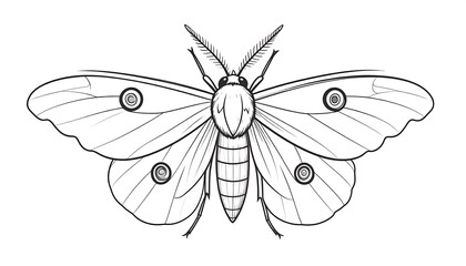 Detailed line art moth illustration