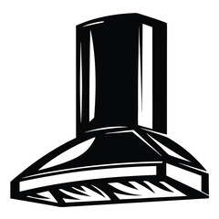 Black and White Illustration of a Modern Kitchen Range Hood Vent