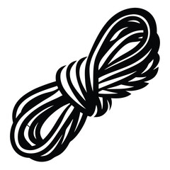 Illustration of a bundled rope coiled and ready for use in black