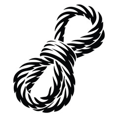 Artistic depiction of a rope tied in a knot against white background